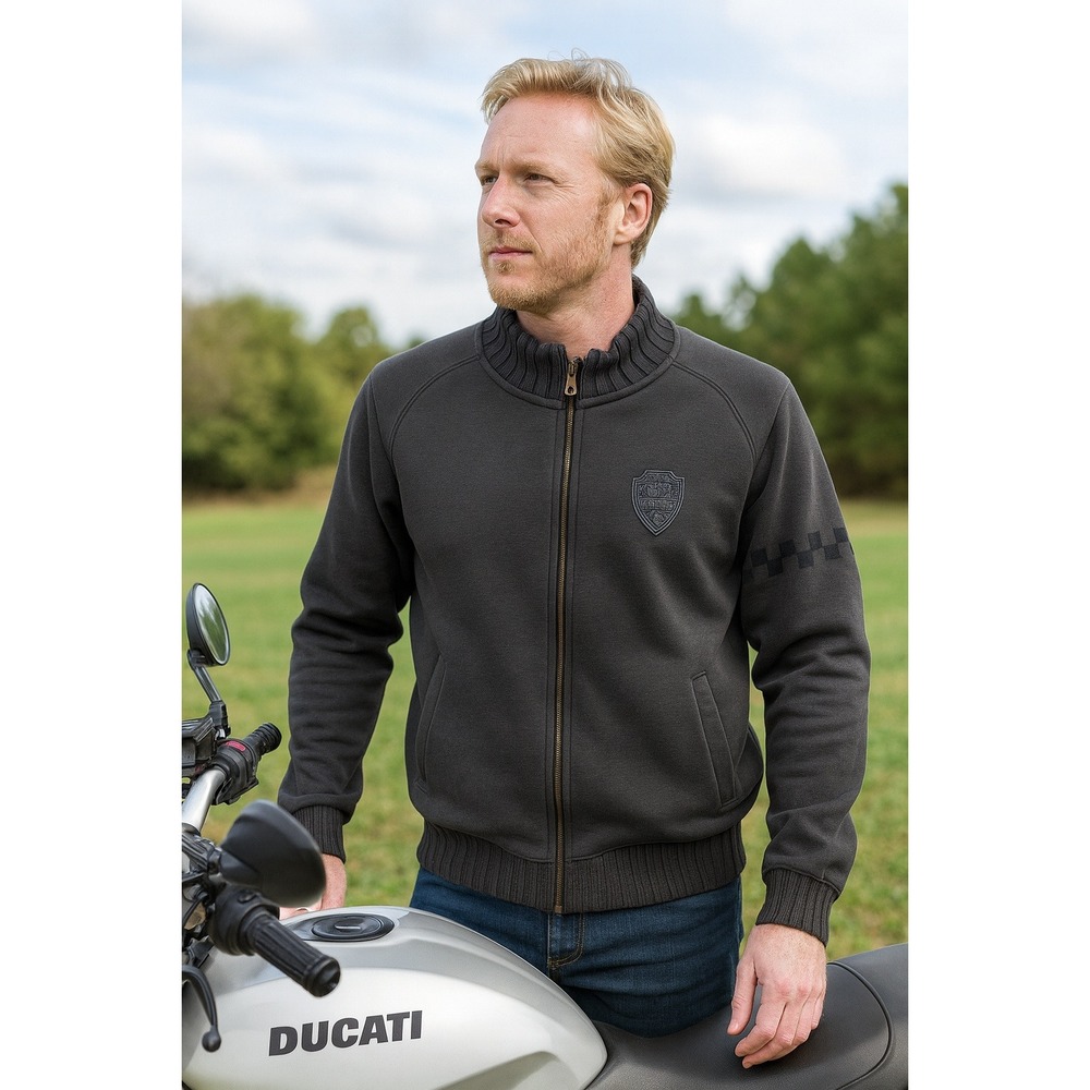 Ducati Meccanica Men Charcoal‎ Gray Full Zip Track Jacket Moto Racing